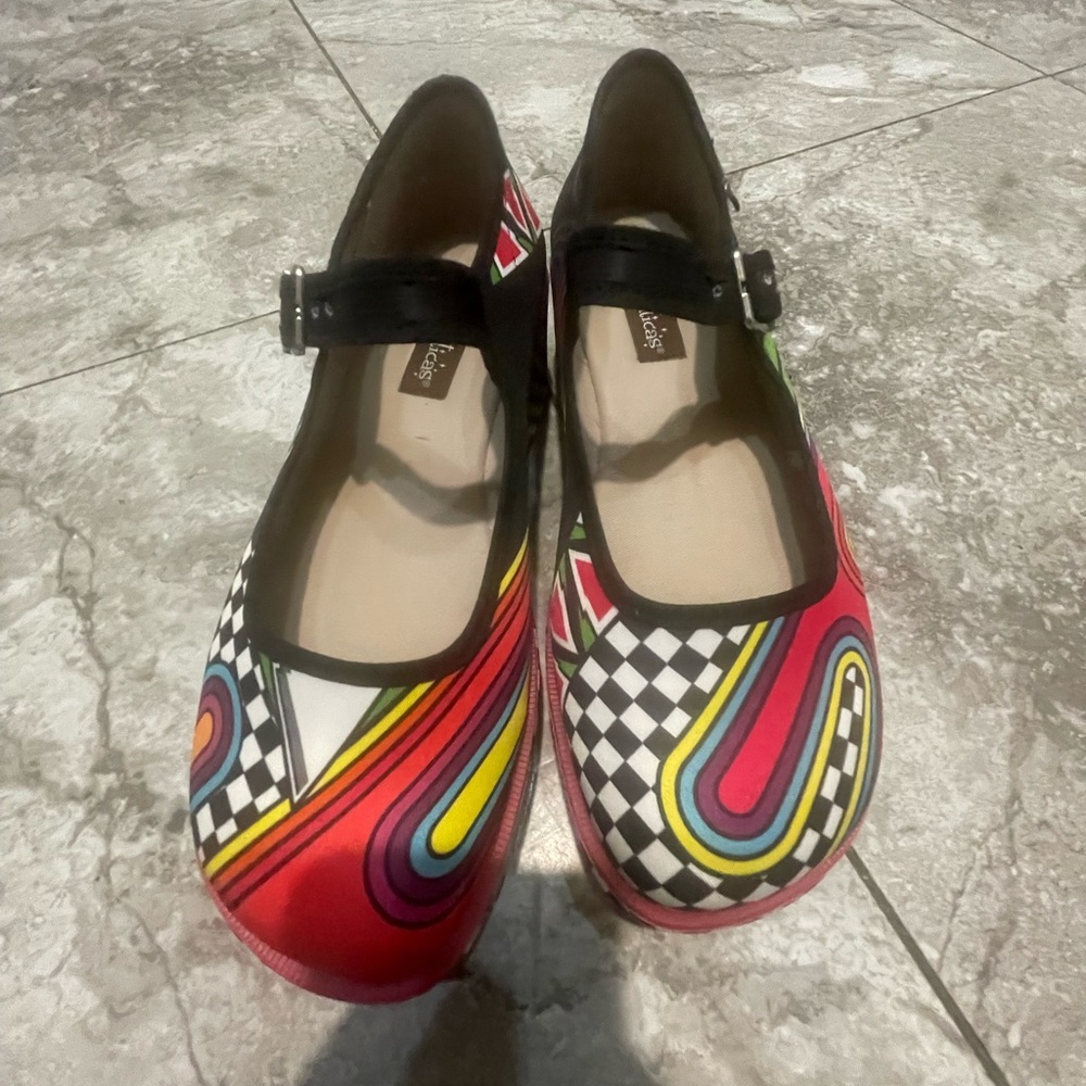 Vibrant Multicolor Mary Jane wedges - Picture 1 of 5